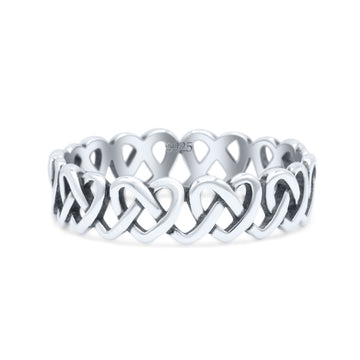 Stackable Iconic Cut Out Open Love Hearts Knot Statement Oxidized Fashion Band Thumb Ring
